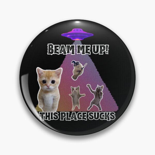 Item preview, BEAM ME UP THIS PLACE SUCKS Cat Art | Vaporwave UFO Humor designed and sold by Thorn & Ember.