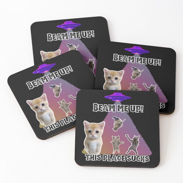 Item preview, BEAM ME UP THIS PLACE SUCKS Cat Art | Vaporwave UFO Humor designed and sold by Thorn & Ember.