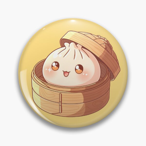 Item preview, Kawaii Steamed Bun in Bamboo Steamer - Cute Dim Sum Food Art designed and sold by RudArtAI.