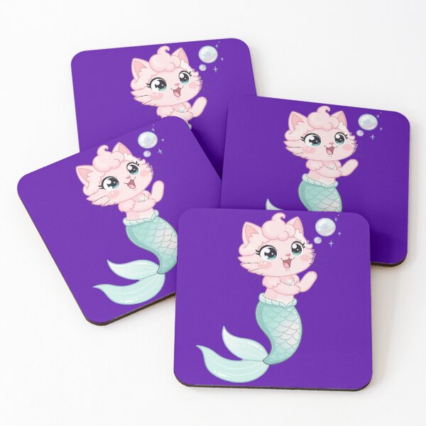 Item preview, Cute Mermaid Cat Illustration - Adorable Mercat Blowing Bubbles designed and sold by RudArtAI.