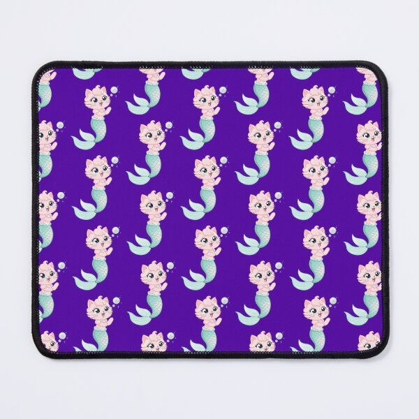 Item preview, Cute Mermaid Cat Illustration - Adorable Mercat Blowing Bubbles designed and sold by RudArtAI.