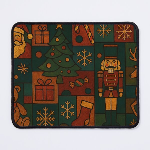 Item preview, Christmas holiday themed patchwork collage with festive symbols and icons designed and sold by 4Seasons.