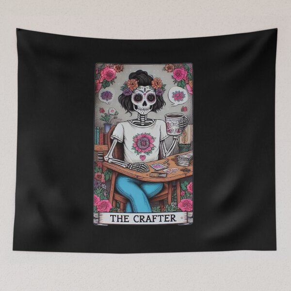 Item preview, The Crafter Skeleton Tarot Card Design – Mystical Gothic Crafting Art for Apparel & Home Decor designed and sold by Compass and a Camera.