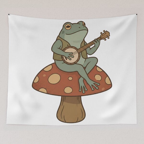 Item preview, Banjo Frog on Mushroom - Cottagecore Aestheti designed and sold by AidenPierce667.