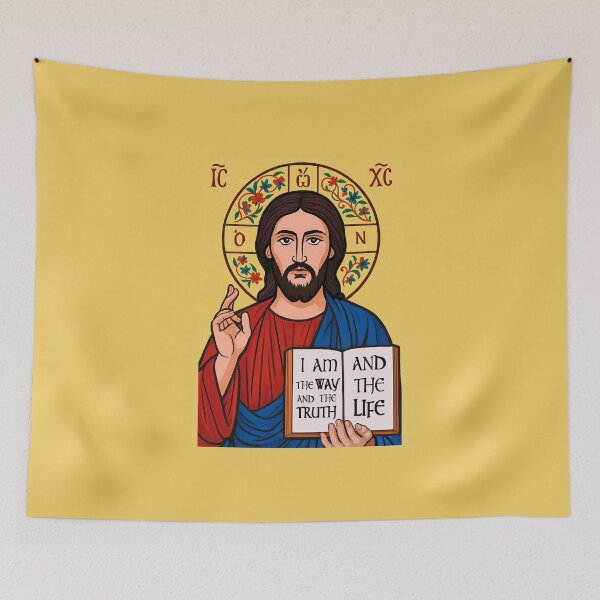 Item preview, Orthodox icon of Jesus Christ in GTA poster style designed and sold by diWINe merch.