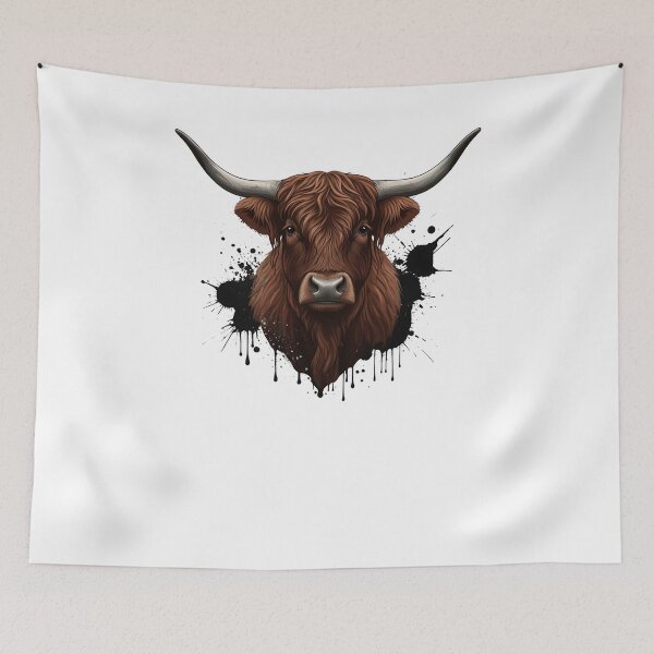 Item preview, Highland Cow Ink Splatter Art | Coo Grunge Style Graphic designed and sold by Loom on the Loch.