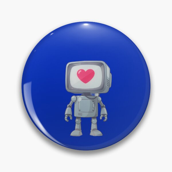 Item preview, Cute Retro Robot with Heart Screen - Love Bot Illustration designed and sold by RudArtAI.