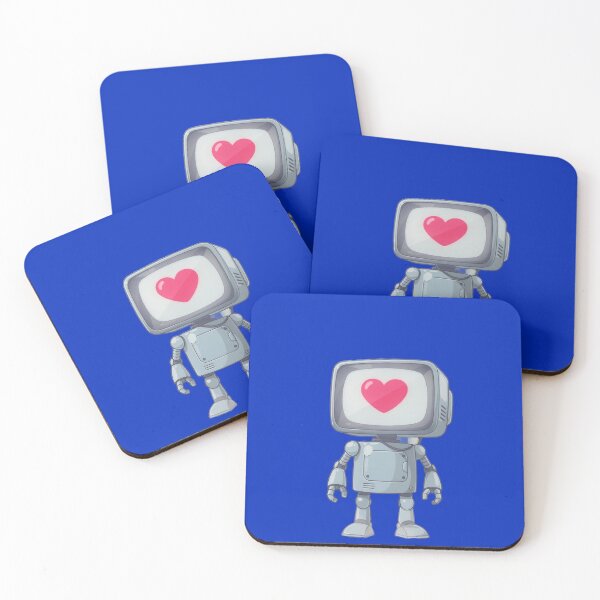 Item preview, Cute Retro Robot with Heart Screen - Love Bot Illustration designed and sold by RudArtAI.