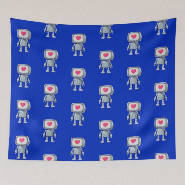 Item preview, Cute Retro Robot with Heart Screen - Love Bot Illustration designed and sold by RudArtAI.