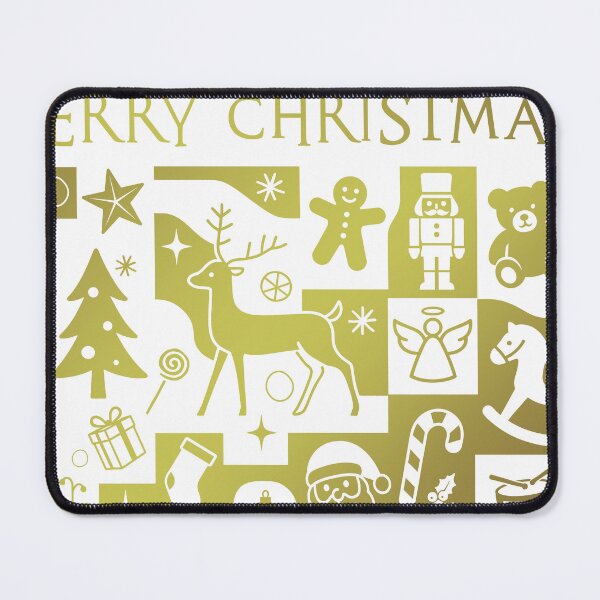 Item preview, Christmas greetings, holiday themed patchwork collage with festive symbols and icons in white and gold designed and sold by 4Seasons.