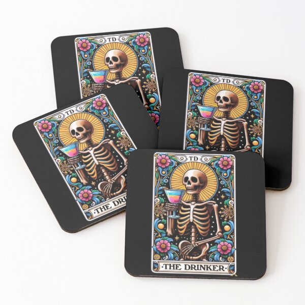 Item preview, The Drinker Skeleton Tarot Card Apparel & Home Décor designed and sold by Compass and a Camera.