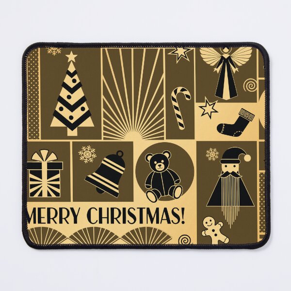 Item preview, Christmas greetings, holiday themed patchwork collage with festive symbols and icons in Art Deco style designed and sold by 4Seasons.