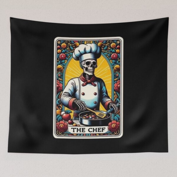Item preview, The Chef Skeleton Tarot Card Wall Apparel & Home Décor designed and sold by Compass and a Camera.