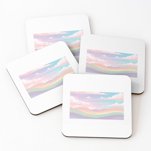 Item preview, Dreamy Pastel Landscape - Minimalist Rainbow Mountains & Soft Cloud Art designed and sold by JaneMcCarthyStudio.