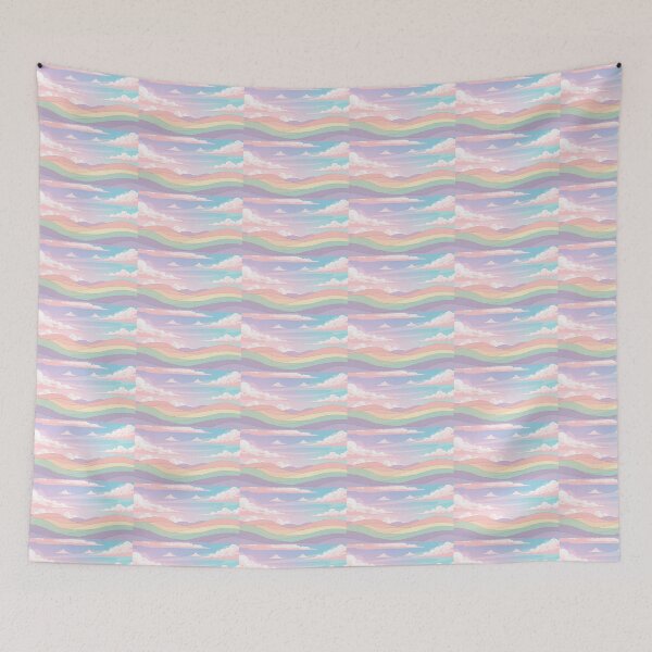 Item preview, Dreamy Pastel Landscape - Minimalist Rainbow Mountains & Soft Cloud Art designed and sold by JaneMcCarthyDNA.