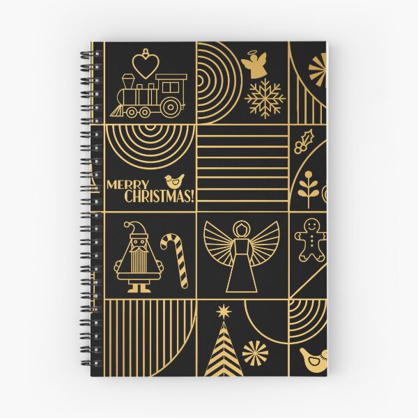 Item preview, Christmas holiday themed patchwork collage with festive symbols and icons in Art Deco style, black and gold designed and sold by 4Seasons.