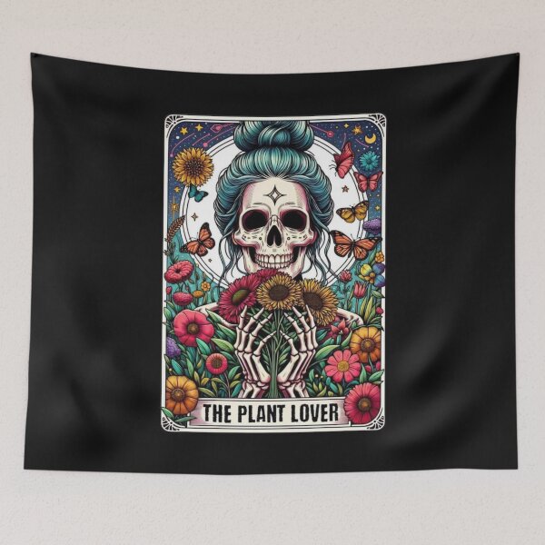 Item preview, The Plant Lover Skeleton Tarot Card | Botanical Gothic Apparel & Home Decor designed and sold by Compass and a Camera.