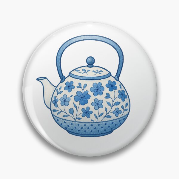 Item preview, Blue Floral Royal Copenhagen Style Teapot – Watercolor Porcelain Design designed and sold by Pacika.