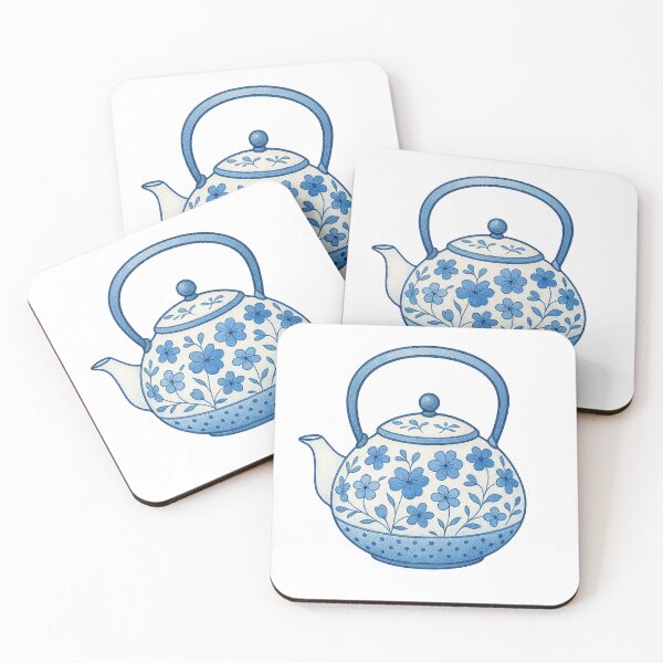 Item preview, Blue Floral Royal Copenhagen Style Teapot – Watercolor Porcelain Design designed and sold by Pacika.