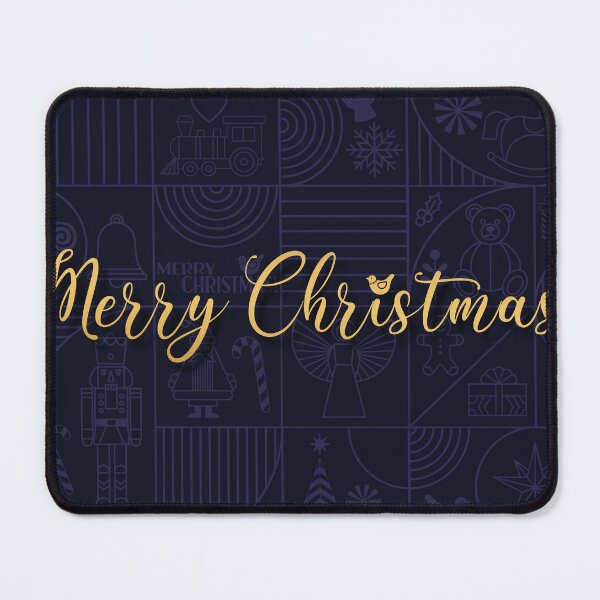 Item preview, Golden Christmas greetings against dark holiday patchwork collage with festive symbols and icons designed and sold by 4Seasons.