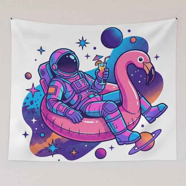Item preview, Retro Astronaut Chilling on Flamingo - Synthwave Space designed and sold by AidenPierce667.