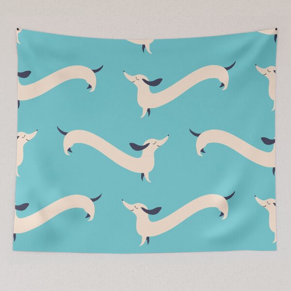 Item preview, Funny pattern with long white Dachshund dog designed and sold by zuperelectracat.