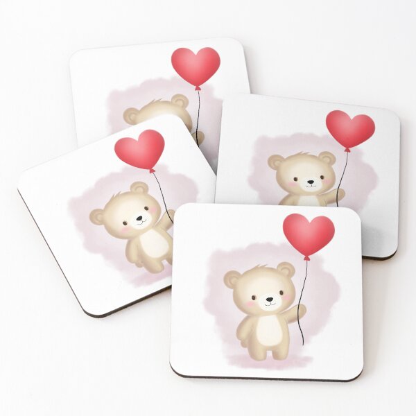 Item preview, Cute Teddy Bear with Red Heart and Balloon – Valentine’s Love designed and sold by LiudmylaMaika.