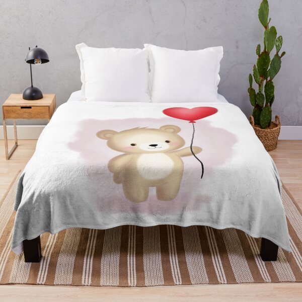 Item preview, Cute Teddy Bear with Red Heart and Balloon – Valentine’s Love designed and sold by LiudmylaMaika.