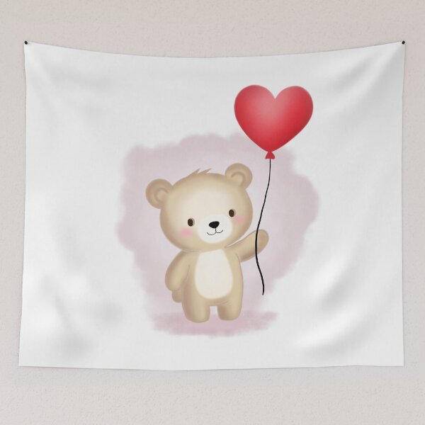 Item preview, Cute Teddy Bear with Red Heart and Balloon – Valentine’s Love designed and sold by LiudmylaMaika.