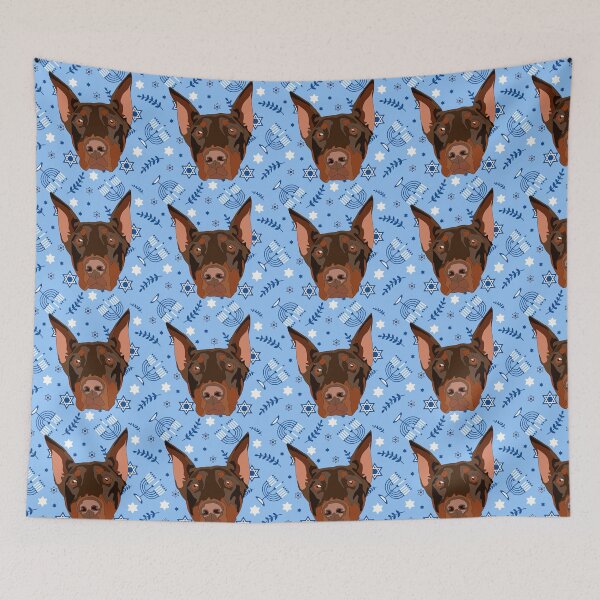 Item preview, Chanukah pattern doberman designed and sold by LeahcarsArt.