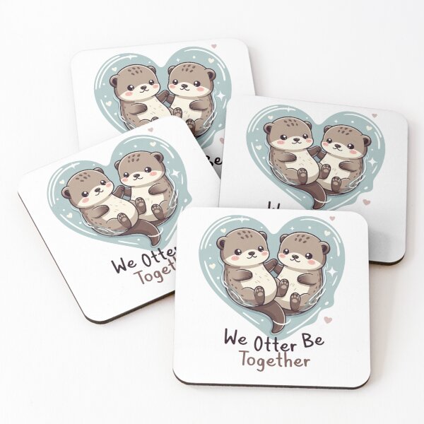 Item preview, Kawaii Otters Holding Hands - Best Friend Soulmate Love Pun designed and sold by GrumpySableye.