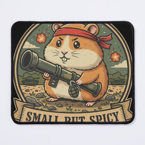Item preview, Small But Spicy - Cute Hamster with Bazooka & Headband designed and sold by BeYourOwnHero.