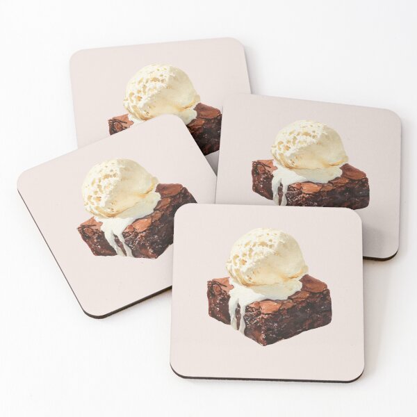 Item preview, Brownie Square Topped with Melting Vanilla Ice Cream designed and sold by Violet Peonies.