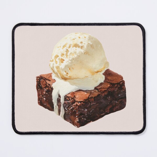 Item preview, Brownie Square Topped with Melting Vanilla Ice Cream designed and sold by Violet Peonies.