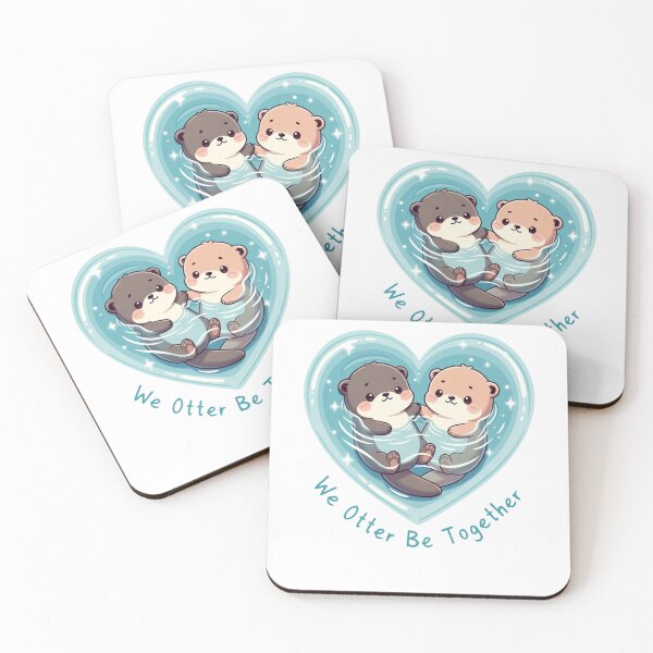 Item preview, Cute Otters Holding Paws We Otter Be Together Romantic Couple Pun Gift designed and sold by GrumpySableye.
