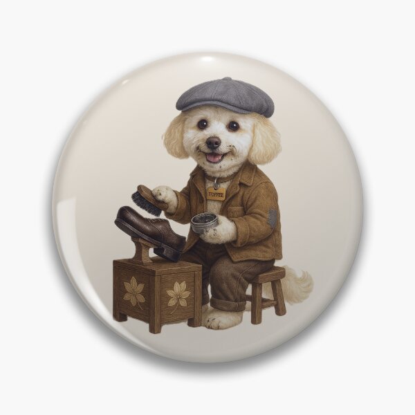Item preview, Vintage Shoeshiner Toffee – Cute Dog Art designed and sold by Mert Creates – Toffee & Rozi.