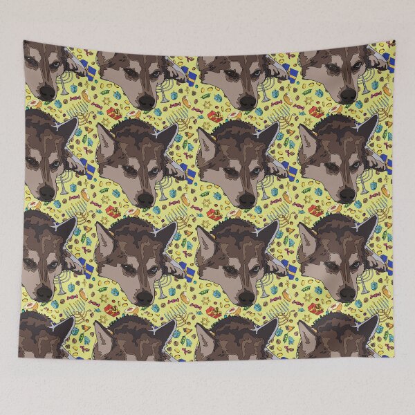 Item preview, Chanukah pattern husky mix designed and sold by LeahcarsArt.