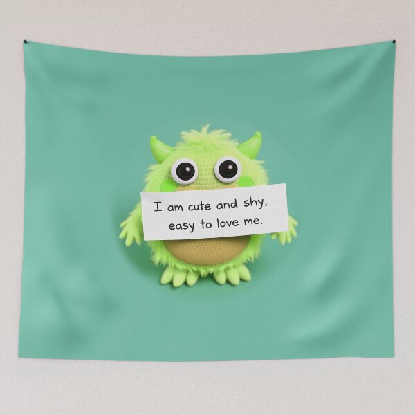 Item preview, cute and shy green little monster designed and sold by Nikoleta Vukovic.