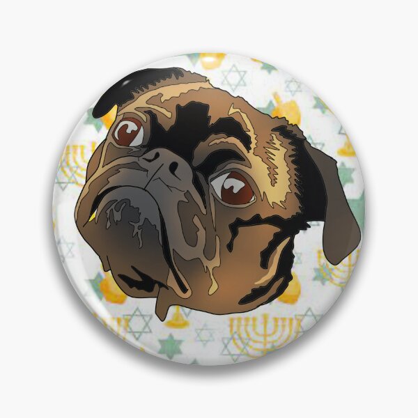 Item preview, Chanukah pattern pug designed and sold by LeahcarsArt.