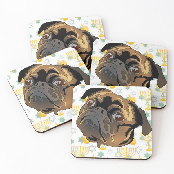 Item preview, Chanukah pattern pug designed and sold by LeahcarsArt.
