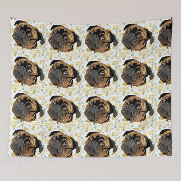 Item preview, Chanukah pattern pug designed and sold by LeahcarsArt.