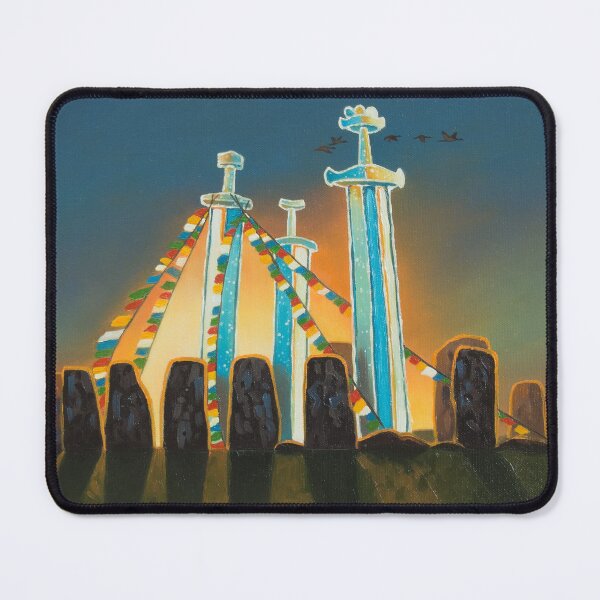 Item preview, Ice swords stone henge fantasy oil painting designed and sold by Yue Zeng Art Studio.