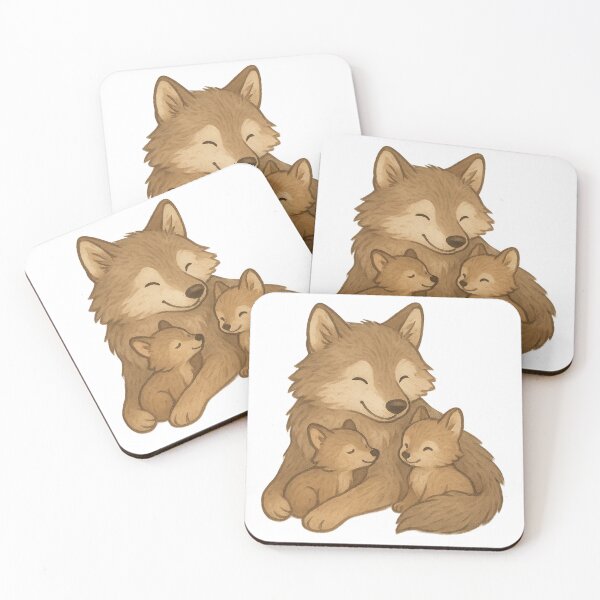 Item preview, Kawaii Wolf Family – Cute Mama Wolf & Pups Art designed and sold by kimkosovo.