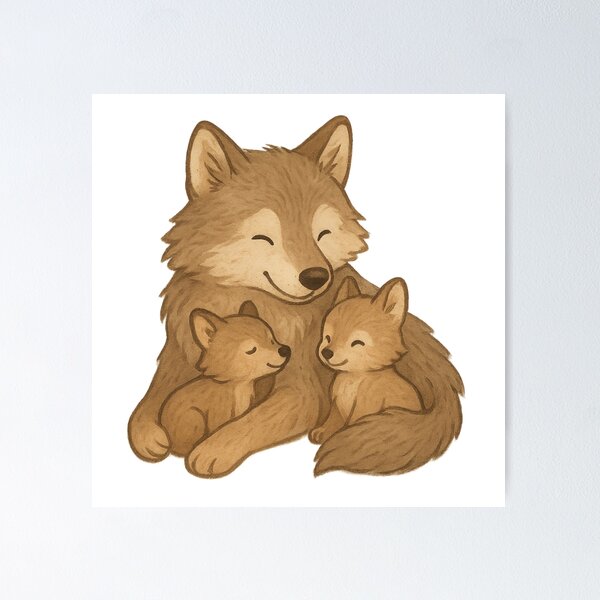 Artikelvorschau, Kawaii Wolfsfamilie – Niedliche Wölfin und Welpen entworfen und verkauft von kimkosovo.