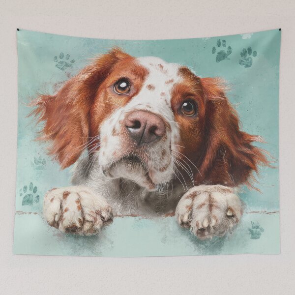 Item preview, Irish Red and White Setter Peeking over Wall 01 designed and sold by Elisabeth Lucas.