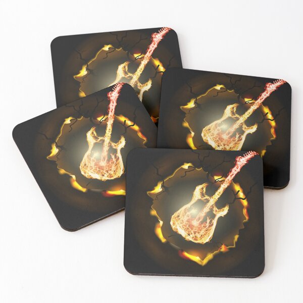 Item preview, Electric guitar on fire for musicians designed and sold by Lovelalaland.