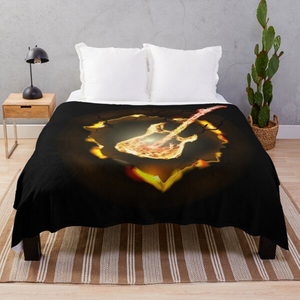 Item preview, Electric guitar on fire for musicians designed and sold by Lovelalaland.