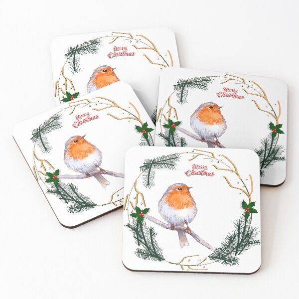 Item preview, Merry Christmas And a Robin in a Wreath. designed and sold by Dinasshop.