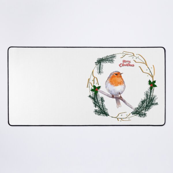 Item preview, Merry Christmas And a Robin in a Wreath. designed and sold by Dinasshop.