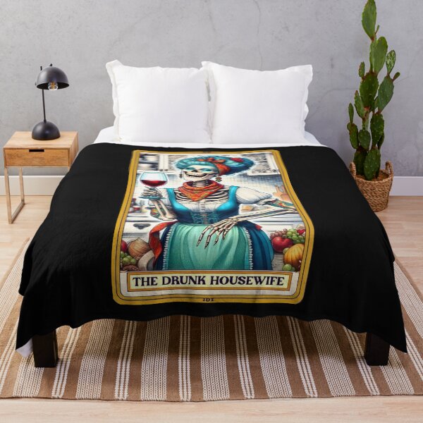 Item preview, The Drunk Housewife Tarot Skeleton Card – Funny Gothic Retro Design for Apparel & Home Decor designed and sold by Compass and a Camera.